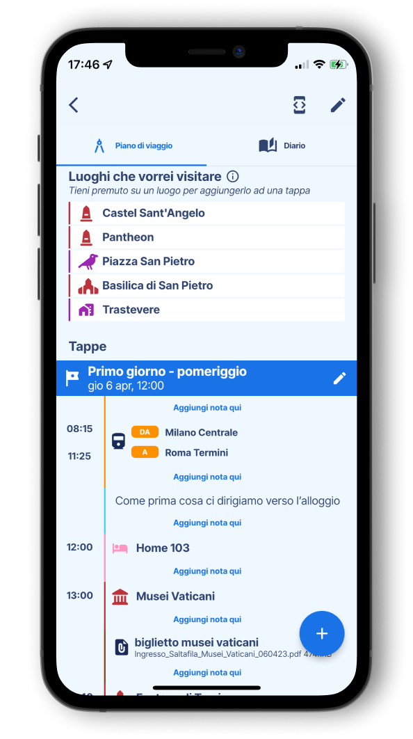 Screenshot dell'app Wayt